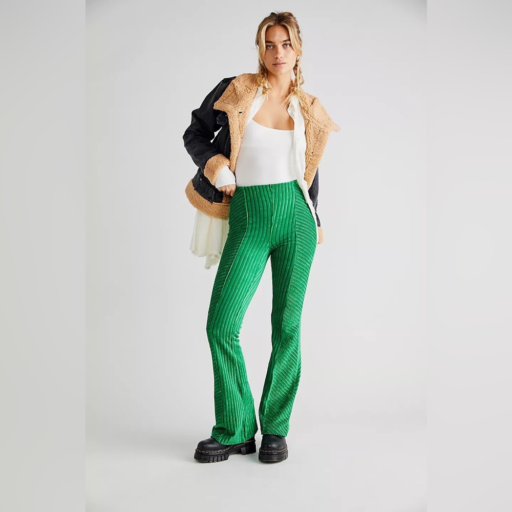 Free People - Slim Pull-On Velvet Flare Pants - Picture 13 of 13
